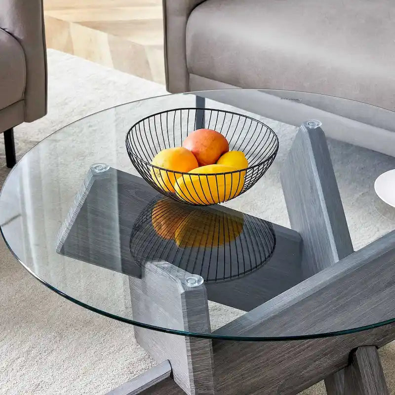 33.4 Modern Round Tempered Glass Table