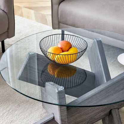 33.4 Modern Round Tempered Glass Table