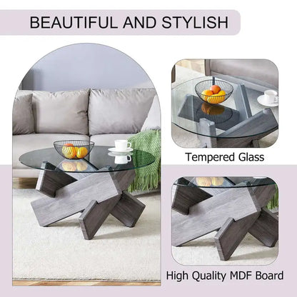 33.4 Modern Round Tempered Glass Table