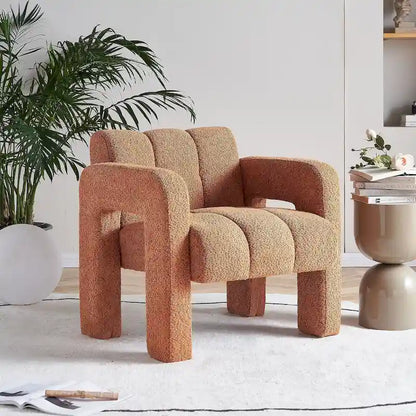 Upholstered Accent Chair 31.10 Wide Boucle Modern Accent Chair Side Chair Comfy Wide Armchair For Bedroom, Living Room