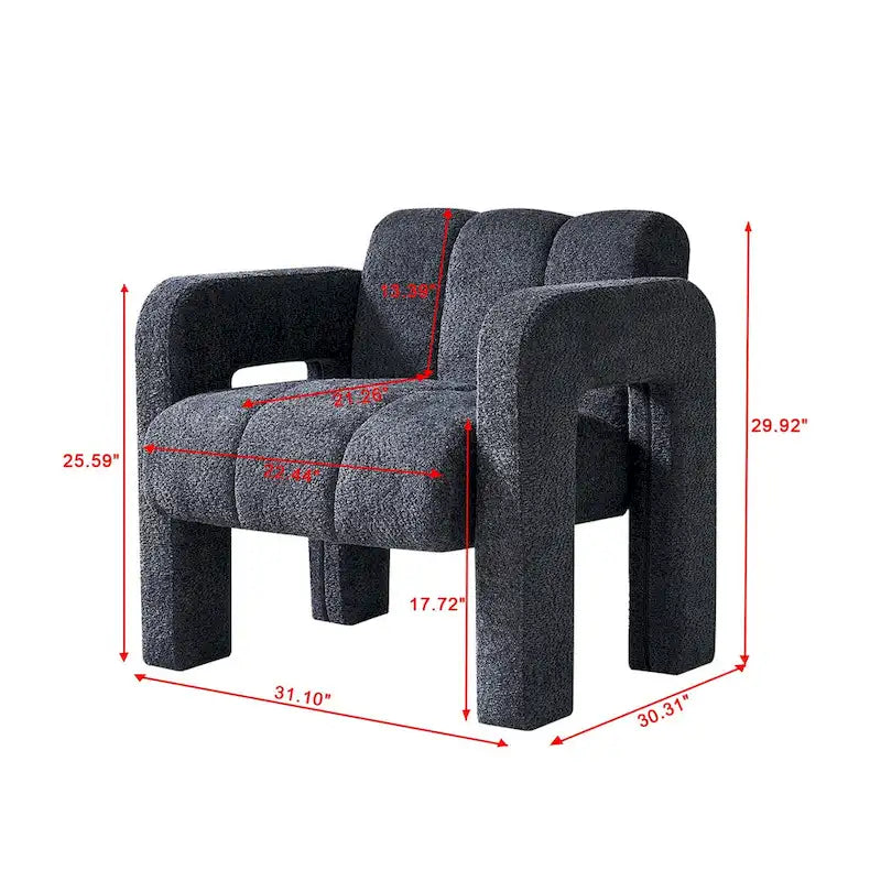 Upholstered Accent Chair 31.10 Wide Boucle Modern Accent Chair Side Chair Comfy Wide Armchair For Bedroom, Living Room