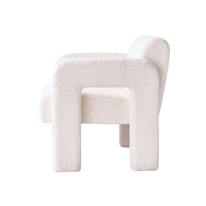 Upholstered Accent Chair 31.10 Wide Boucle Modern Accent Chair Side Chair Comfy Wide Armchair For Bedroom, Living Room