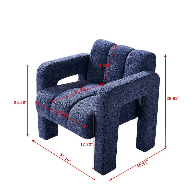 Upholstered Accent Chair 31.10 Wide Boucle Modern Accent Chair Side Chair Comfy Wide Armchair For Bedroom, Living Room