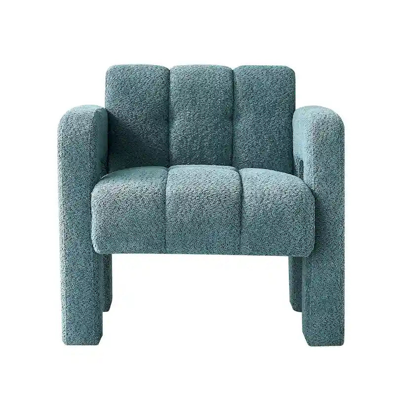 Upholstered Accent Chair 31.10 Wide Boucle Modern Accent Chair Side Chair Comfy Wide Armchair For Bedroom, Living Room