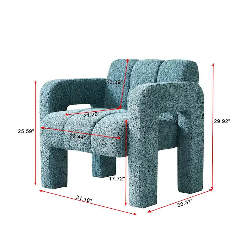 Upholstered Accent Chair 31.10 Wide Boucle Modern Accent Chair Side Chair Comfy Wide Armchair For Bedroom, Living Room