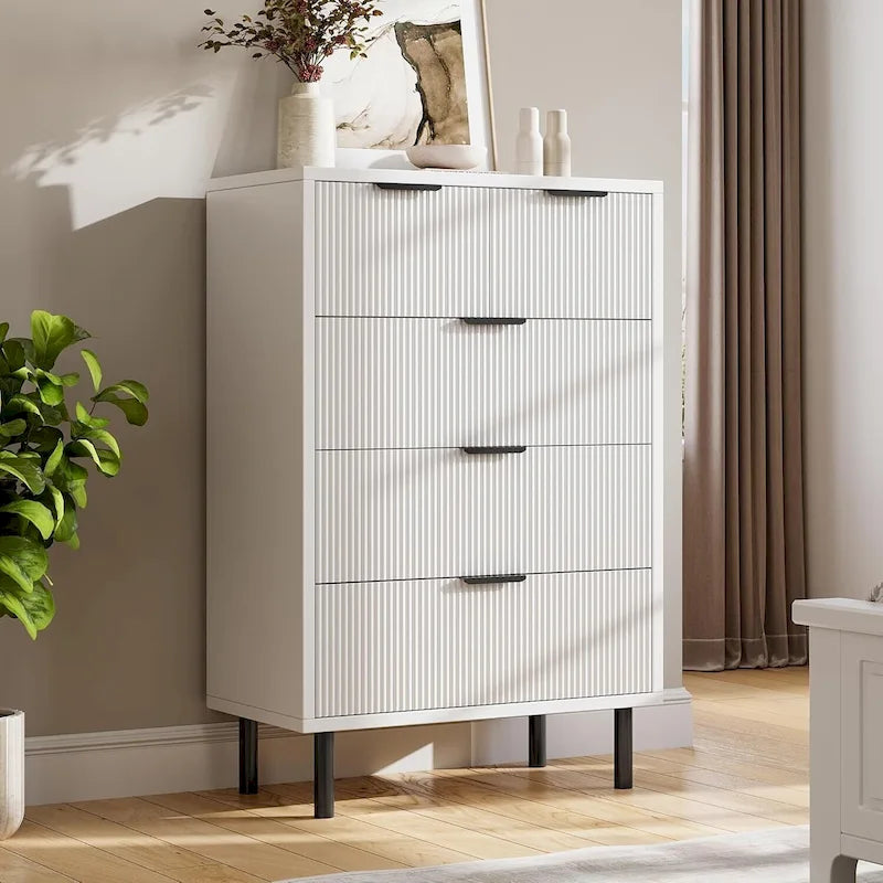 Fluted 5 Drawer Dresser for Bedroom Hallway Entryway