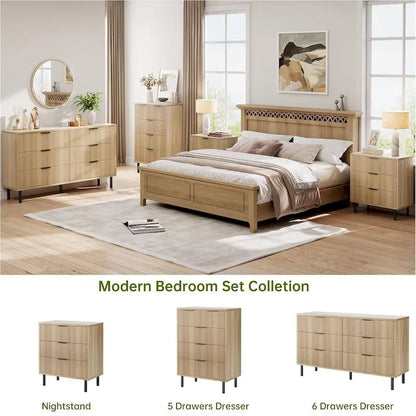 Fluted 5 Drawer Dresser for Bedroom Hallway Entryway