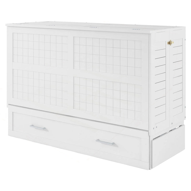 Versatile Queen Size Murphy Bed with Drawer and Side Shelves