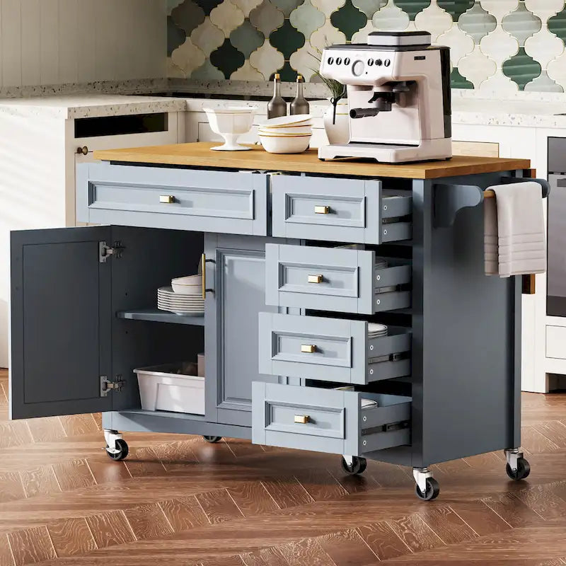 52 Kitchen Island With Drop Leaf(no include stool)