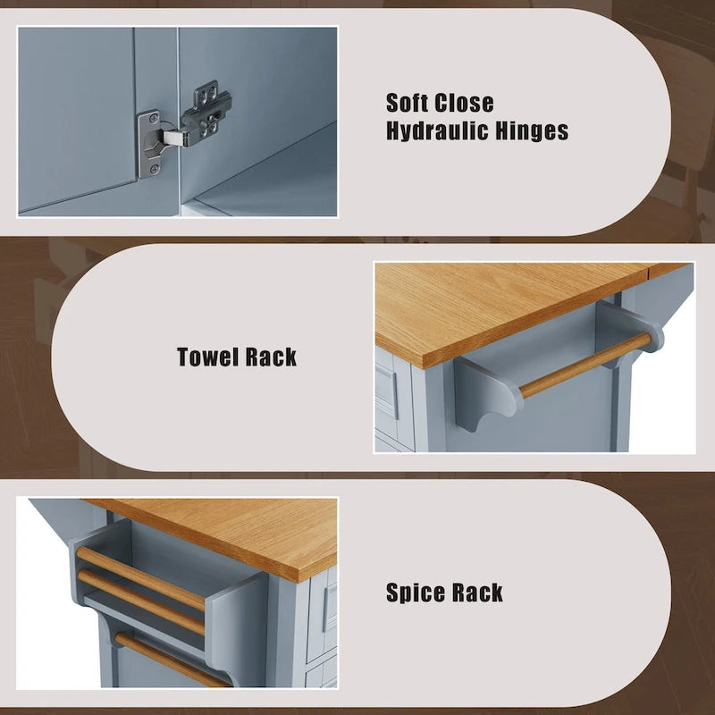 52 Kitchen Island With Drop Leaf(no include stool)