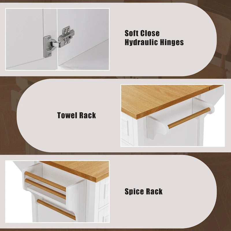 52 Kitchen Island With Drop Leaf(no include stool)