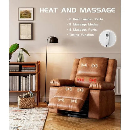 Leather Power Lift Recliner with Heat & Massage