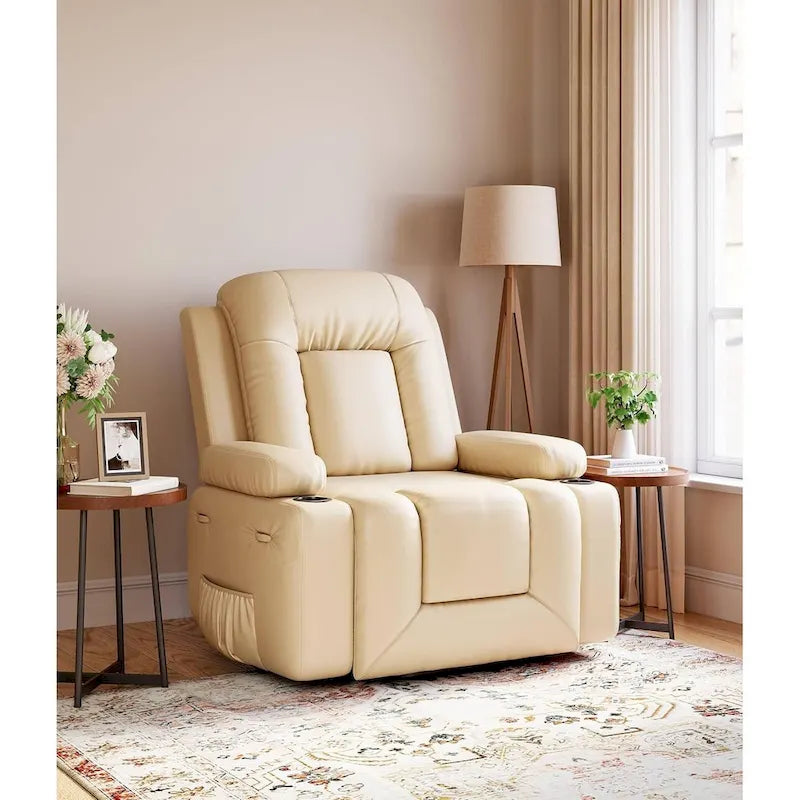 Leather Power Lift Recliner with Heat & Massage