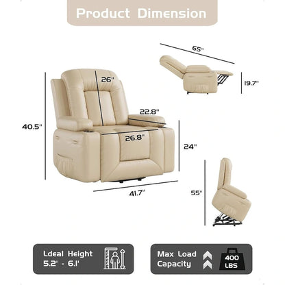 Leather Power Lift Recliner with Heat & Massage