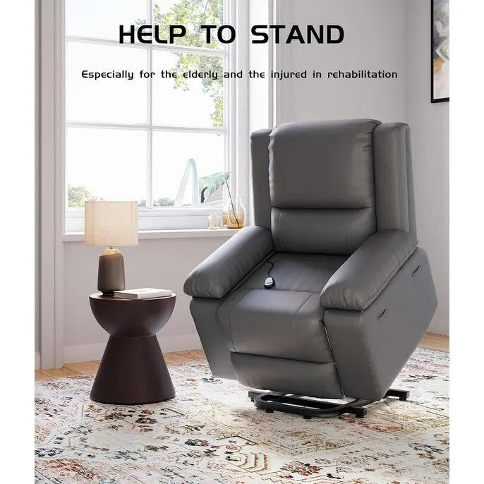 Leather Power Lift Recliner with Heat & Massage