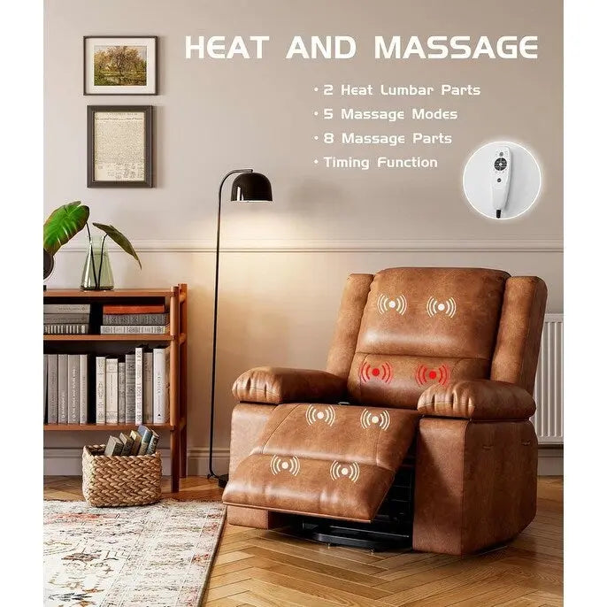 Leather Power Lift Recliner with Heat & Massage
