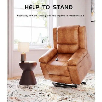 Leather Power Lift Recliner with Heat & Massage