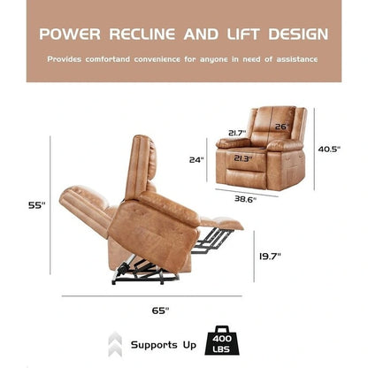 Leather Power Lift Recliner with Heat & Massage