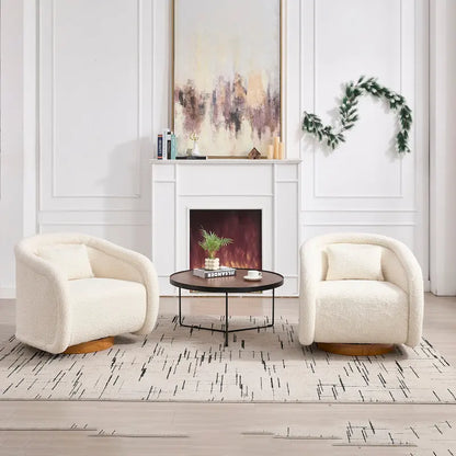 Swivel Accent Chair, 360-degree Swivel Barrel Chair with Velvet Fabric Upholstery, Comfy Pumpkin-Shaped Swivel Chair