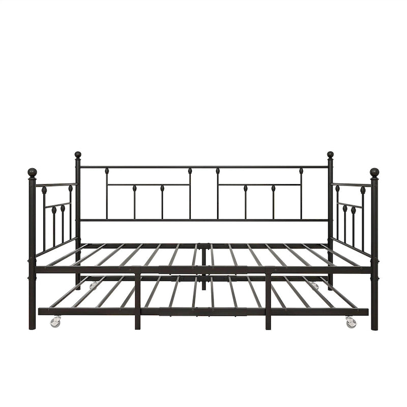 Twin Size Metal Daybed with Trundle for Kids or Guests