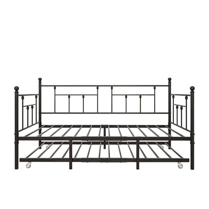 Twin Size Metal Daybed with Trundle for Kids or Guests