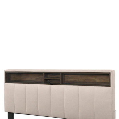 Beige Full Size Upholstered Platform Bed with Storage Headboard,Twin XL Size Trundle and 2 drawers