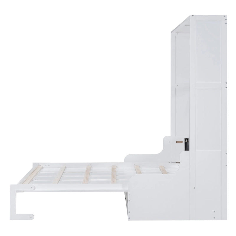 White Modern Queen Murphy Bed with Cushion