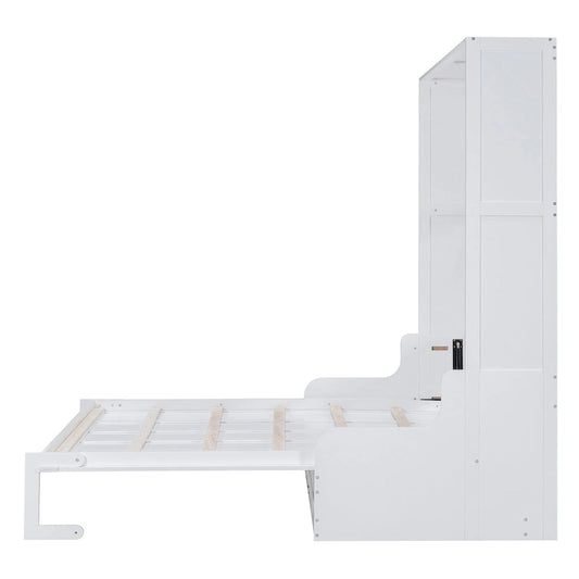 White Modern Queen Murphy Bed with Cushion