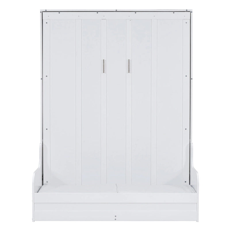 White Modern Queen Murphy Bed with Cushion