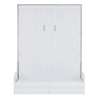 White Modern Queen Murphy Bed with Cushion
