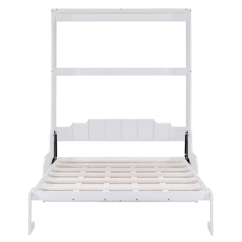 White Modern Queen Murphy Bed with Cushion