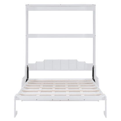 White Modern Queen Murphy Bed with Cushion