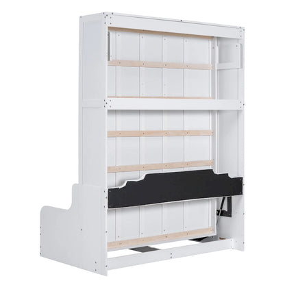 White Modern Queen Murphy Bed with Cushion