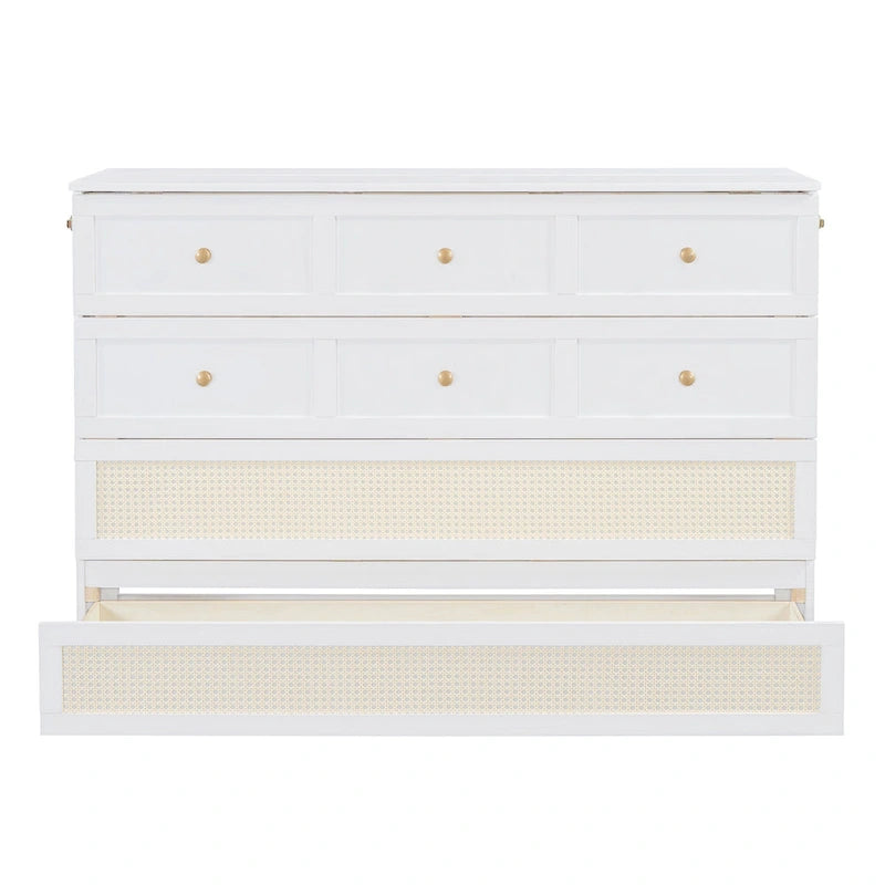 White Queen Size Modern Style Murphy Bed with Versatile Storage Large Drawers for Bedroom