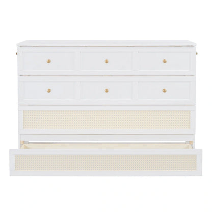 White Queen Size Modern Style Murphy Bed with Versatile Storage Large Drawers for Bedroom