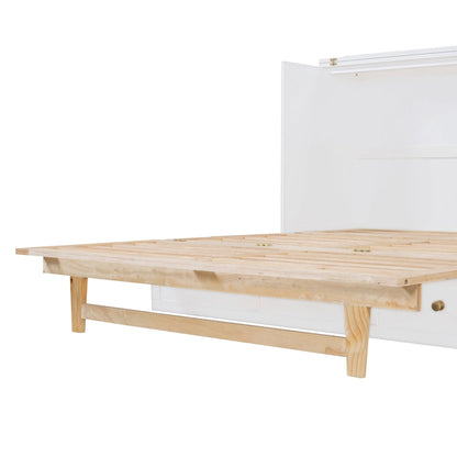 White Queen Size Modern Style Murphy Bed with Versatile Storage Large Drawers for Bedroom