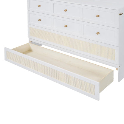 White Queen Size Modern Style Murphy Bed with Versatile Storage Large Drawers for Bedroom
