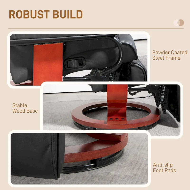 30.7 High Back Swivel Recliner Chair with Footrest