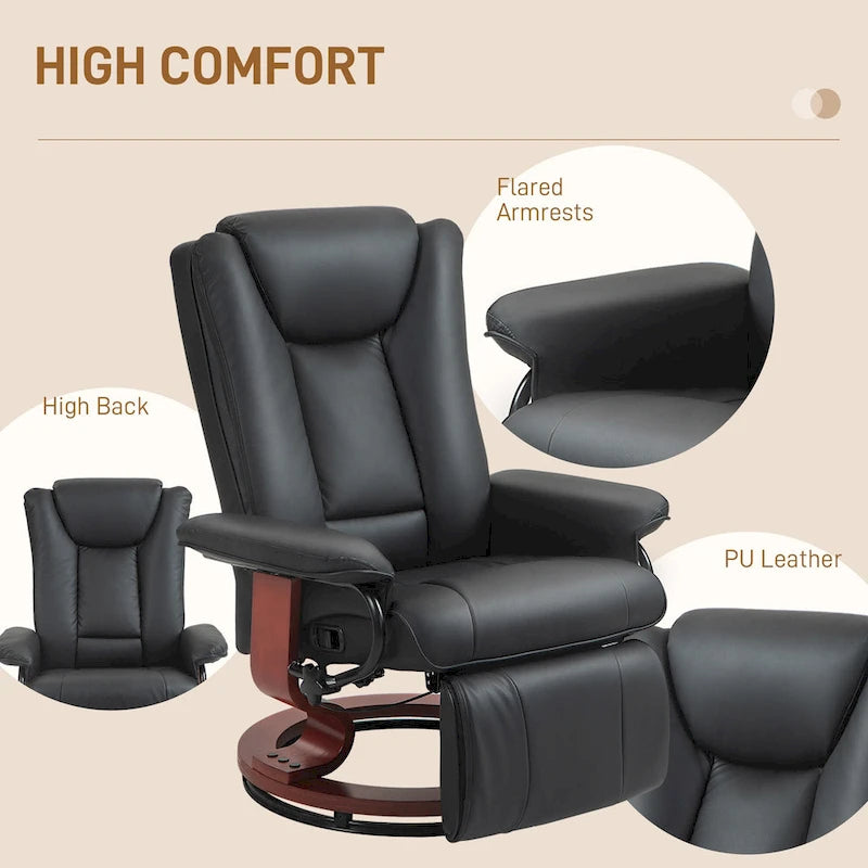 30.7 High Back Swivel Recliner Chair with Footrest