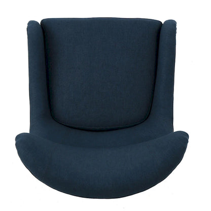 Navy Blue Modern 27 High Back Accent Chair with Birch Wood Legs and Wing Back for Living Room