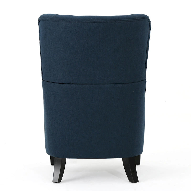 Navy Blue Modern 27 High Back Accent Chair with Birch Wood Legs and Wing Back for Living Room