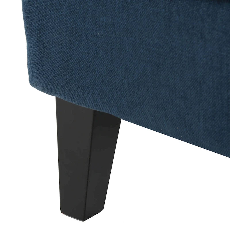 Navy Blue Modern 27 High Back Accent Chair with Birch Wood Legs and Wing Back for Living Room