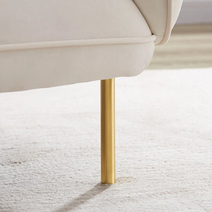 Beige Modern 36.61 Velvet Upholstered Accent Chair with Sturdy Metal Legs for Living Room