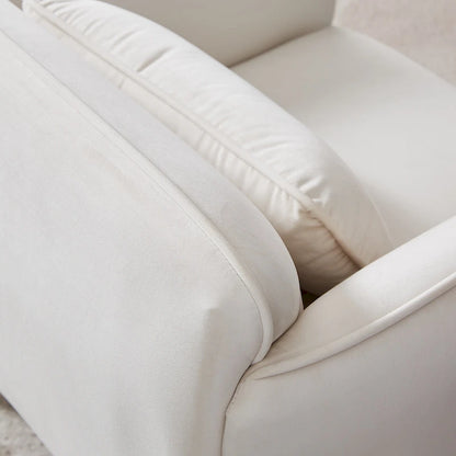 Beige Modern 36.61 Velvet Upholstered Accent Chair with Sturdy Metal Legs for Living Room