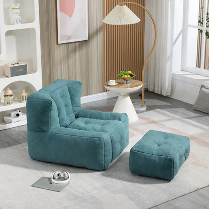 Modern 38.5 Velvet Upholstered Accent Chair with Memory Foam and Ottoman for Living Room