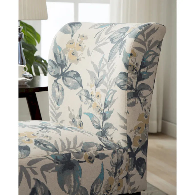 Blue Leaves 29.13 Upholstered Accent Chair
