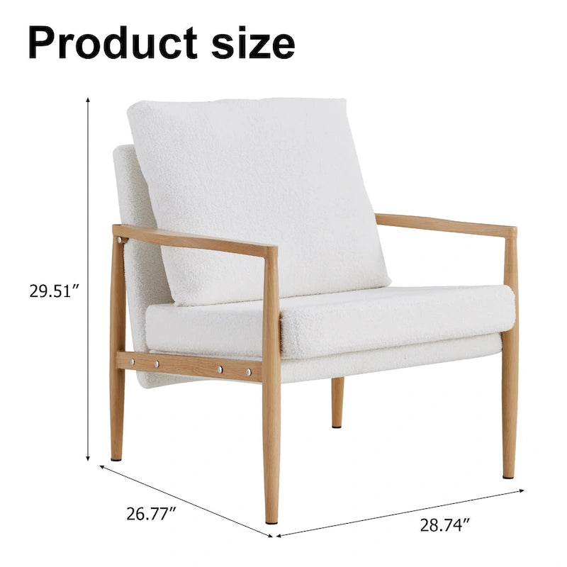 White 28.74 Upholstered Arm Chair with Metal Frame