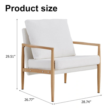 White 28.74 Upholstered Arm Chair with Metal Frame