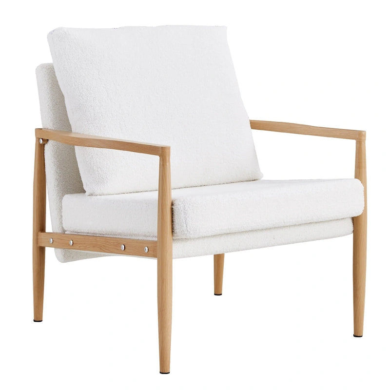 White 28.74 Upholstered Arm Chair with Metal Frame