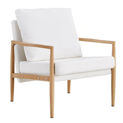 White 28.74 Upholstered Arm Chair with Metal Frame